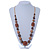 Long Chunky Brown Wood Bead Necklace With Cotton Cords - 80cm L - view 2