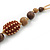 Long Chunky Brown Wood Bead Necklace With Cotton Cords - 80cm L - view 6