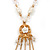 Vintage Inspired Shell Floral With Charms Pendant with Gold Tone Pearl Bead Chain - 42cm L/ 5cm Ext - view 4