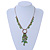 Vintage Inspired Green Glass Bead Tassel Necklace In Bronze Tone - 44cm L/ 7cm Ext - view 4
