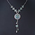 Light Green Enamel, Crystal Flower Pendant With Silver Tone Beaded Chain - 38cm L/ 6cm Ext - view 9