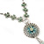 Light Green Enamel, Crystal Flower Pendant With Silver Tone Beaded Chain - 38cm L/ 6cm Ext - view 3