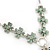 Light Green Enamel, Crystal Flower Pendant With Silver Tone Beaded Chain - 38cm L/ 6cm Ext - view 5