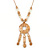Ethnic Hammered Medallion Pendant with Gold Tone Beaded Chain - 40cm L/ 4cm Ext - view 2