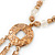 Ethnic Hammered Medallion Pendant with Gold Tone Beaded Chain - 40cm L/ 4cm Ext - view 4