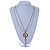 Vintage Inspired Mother Of Pearl Floral Pendant With Long Double Chain In Antique Gold Tone - 70cm L/ 6cm Ext - view 3