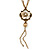 Vintage Inspired Mother Of Pearl Floral Pendant With Long Double Chain In Antique Gold Tone - 70cm L/ 6cm Ext