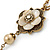 Vintage Inspired Mother Of Pearl Floral Pendant With Long Double Chain In Antique Gold Tone - 70cm L/ 6cm Ext - view 4