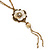 Vintage Inspired Mother Of Pearl Floral Pendant With Long Double Chain In Antique Gold Tone - 70cm L/ 6cm Ext - view 8