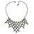 Victorian Style Black Beaded Bib Necklace In Black Tone Metal - 42cm L/ 3cm Ext - view 4