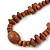 Chunky Brown Wood Bead Necklace - 64cm L/ 3cm Ext - view 3
