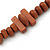 Chunky Brown Wood Bead Necklace - 64cm L/ 3cm Ext - view 4