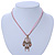 Vintage Inspired Enamel Crystal Floral Pendant With Gold Tone Chain and Pink Suede Cord - 38cm L/ 8cm Ext - view 2