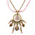 Vintage Inspired Enamel Crystal Floral Pendant With Gold Tone Chain and Pink Suede Cord - 38cm L/ 8cm Ext