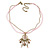 Vintage Inspired Enamel Crystal Floral Pendant With Gold Tone Chain and Pink Suede Cord - 38cm L/ 8cm Ext - view 7