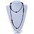 Long Black Acrylic Graduated Bead Necklace In Gold Tone - 122cm L - view 3