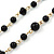 Long Black Acrylic Graduated Bead Necklace In Gold Tone - 122cm L - view 7
