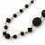 Long Black Acrylic Graduated Bead Necklace In Gold Tone - 122cm L - view 5