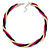 Gold/ Black/ Fuchsia Twisted Mesh Necklace - 38cm L/ 4cm Ext - view 4