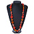 Long Orange, Coral Wood, Resin and Cotton Bead Cord Necklace - 100cm L - view 2