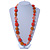 Long Orange, Coral Wood, Resin and Cotton Bead Cord Necklace - 100cm L - view 3
