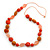 Long Orange, Coral Wood, Resin and Cotton Bead Cord Necklace - 100cm L