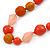 Long Orange, Coral Wood, Resin and Cotton Bead Cord Necklace - 100cm L - view 4