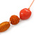 Long Orange, Coral Wood, Resin and Cotton Bead Cord Necklace - 100cm L - view 5