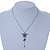 Vintage Inspired Blue Crystal Butterfly Pendant With Pewter Tone Chain - 38cm L/ 6cm Ext - view 3