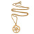 Long Brushed Gold Open Cut Flower Pendant With Chain - 70cm L - view 2