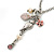 Vintage Inspired Bird, Flower & Freshwater Pearl Pendant With Chain Necklace In Pewter Tone - 46cm L/ 7cm Ext - view 5
