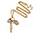 Feather & Acrylic Beads Cluster Pendant With Long Chain In Gold Tone - 80cm L/ 7cm Ext - view 2