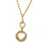Gold Tone Cut Out Heart/ Mother Of Pearl Heart Pendant with Chunky Oval Link Chain - 40cm L/ 5cm Ext