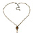 Small Cameo Pendant With Cream Faux Pearl Beaded Chain In Bronze Tone Metal - 45cm/ 7cm Ext - view 3