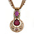Vintage Inspired Filigree, Purple Crystal Pendant With Burnt Gold Chains - 38cm L/ 5cm Ext