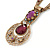 Vintage Inspired Filigree, Purple Crystal Pendant With Burnt Gold Chains - 38cm L/ 5cm Ext - view 3