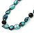 Teal Green Baroque Shape Freshwater Pearl, Black Glass Bead Necklace - 80cm L - view 4