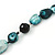 Teal Green Baroque Shape Freshwater Pearl, Black Glass Bead Necklace - 80cm L - view 5