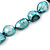 Teal Green Baroque Shape Freshwater Pearl, Black Glass Bead Necklace - 80cm L - view 6