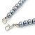 7mm Grey Acrylic Bead Necklace In Silver Tone - 37cm L - view 5