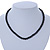 7mm Black Acrylic Bead Necklace In Silver Tone - 37cm L - view 2