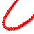 7mm Bright Red Acrylic Bead Necklace In Silver Tone - 37cm L - view 3