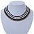 Black/ White Cotton Cord Collar Necklace with Antique Gold Chain - 33cm L/ 8cm Ext - view 2