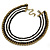 Black/ White Cotton Cord Collar Necklace with Antique Gold Chain - 33cm L/ 8cm Ext - view 5