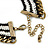 Black/ White Cotton Cord Collar Necklace with Antique Gold Chain - 33cm L/ 8cm Ext - view 4