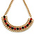 Chunky Gold Link Chain Bib Necklace with Pink/ Black Acrylic Stones - 44cm L/ 7cm Ext - view 3
