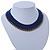 Dark Blue Cotton Collar Necklace with Antique Gold Chain - 35cm L/ 8cm Ext - view 4