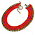 Orange/ Fuchsia Cotton Cord Collar Necklace with Antique Gold Chain - 33cm L/ 8cm Ext - view 5