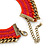 Orange/ Fuchsia Cotton Cord Collar Necklace with Antique Gold Chain - 33cm L/ 8cm Ext - view 4
