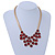 Red Glass Crystal Bib Necklace In Gold Plated Metal - 42cm L/ 7cm Ext - view 2